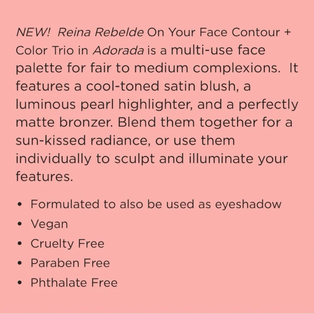 Reina Rebelde ON YOUR FACE Contour + Color Trio Palette • Anadora | New In Box